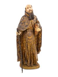 A Spanish Colonial Carved and Polychromed Figure of St. Anthony