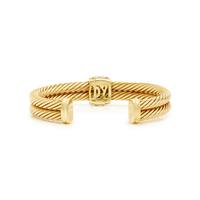 DAVID YURMAN, YELLOW GOLD, DIAMOND, AND EMERALD 'DOUBLE CABLE' CUFF BRACELET
