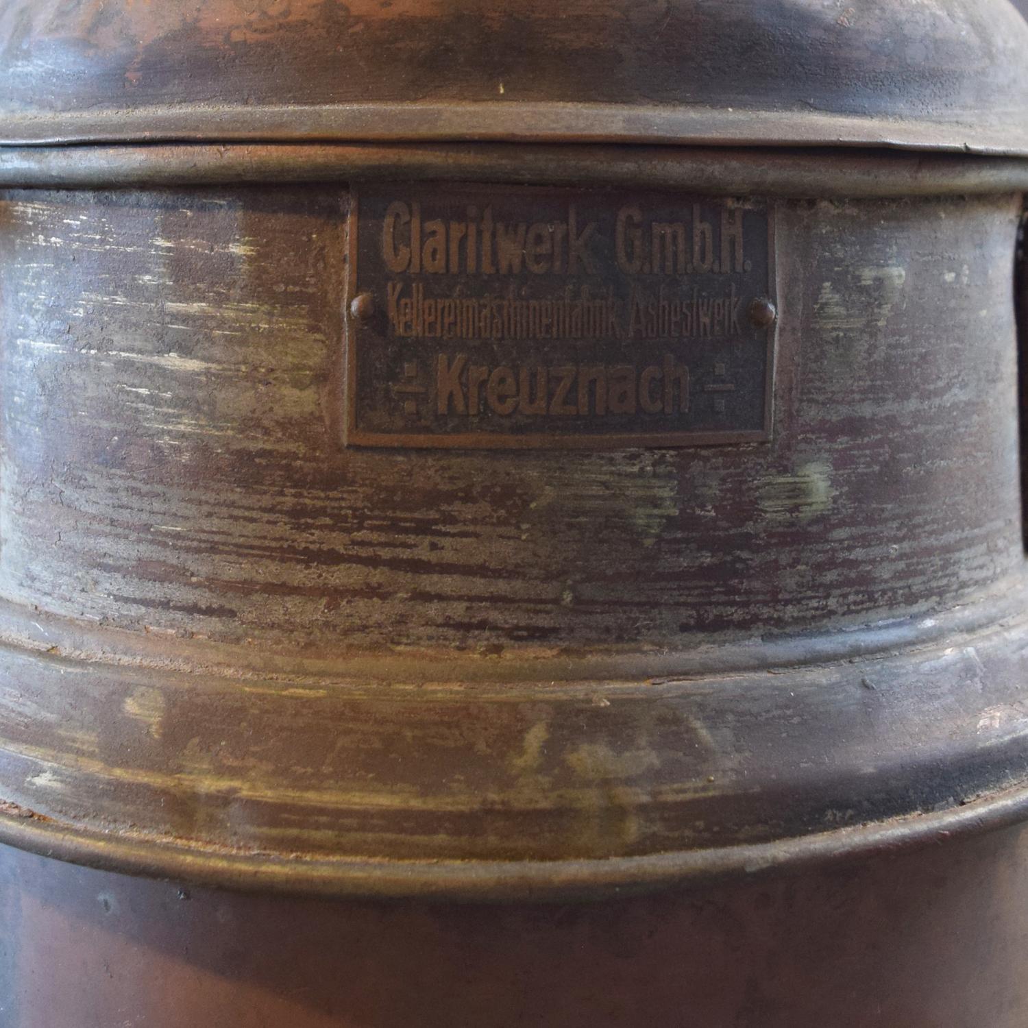 A Copper and Iron Vessel, Lisotto Grappa Distillery 11" W x 14" D x 32" H — Italy, 20th Century
