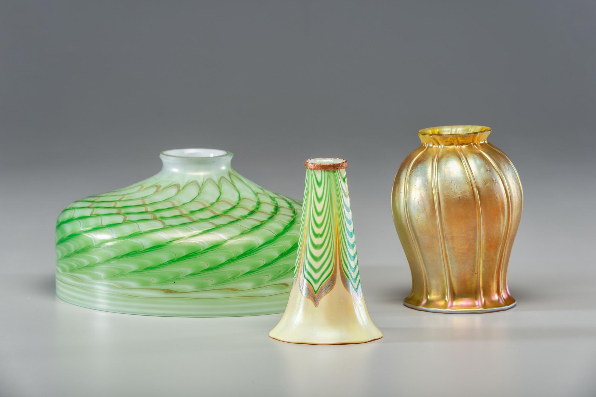 Three Art Glass Lamp Shades