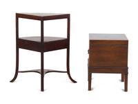 A George III Mahogany Cellarette on Stand and a Similar Corner Washstand