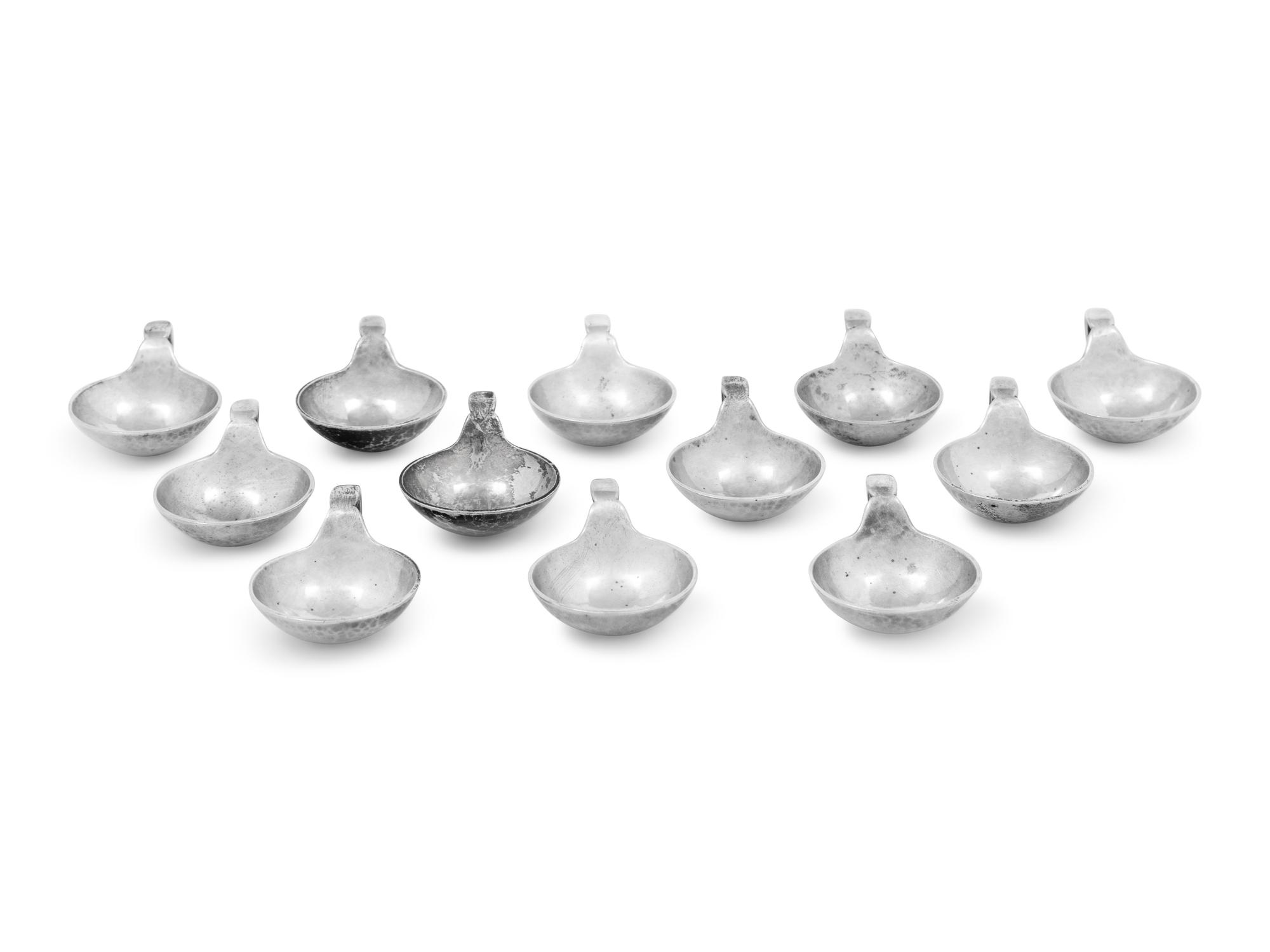 A Set of Twelve Georg Jensen Silver Salts