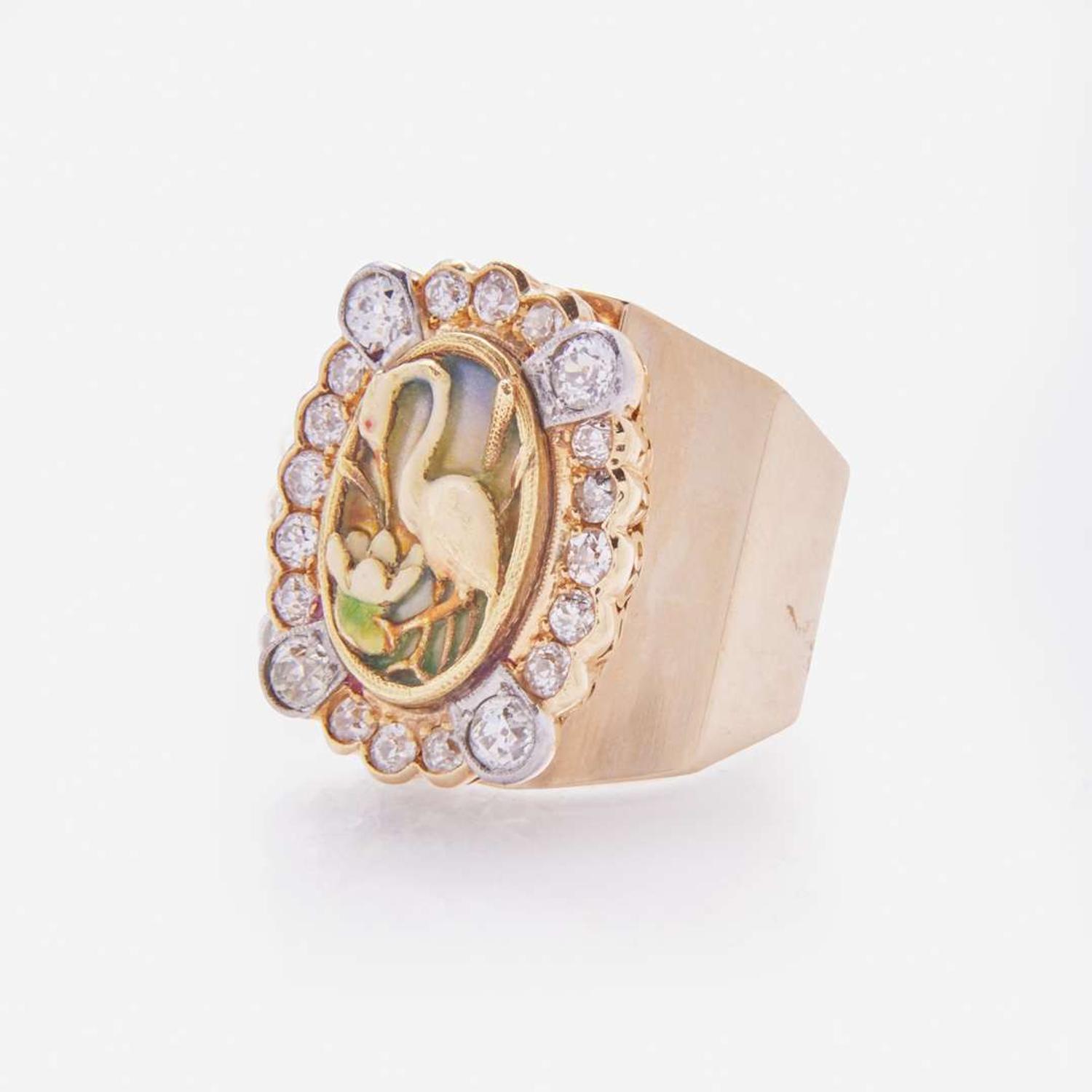 A 14K Yellow Gold Art Nouveau Ring