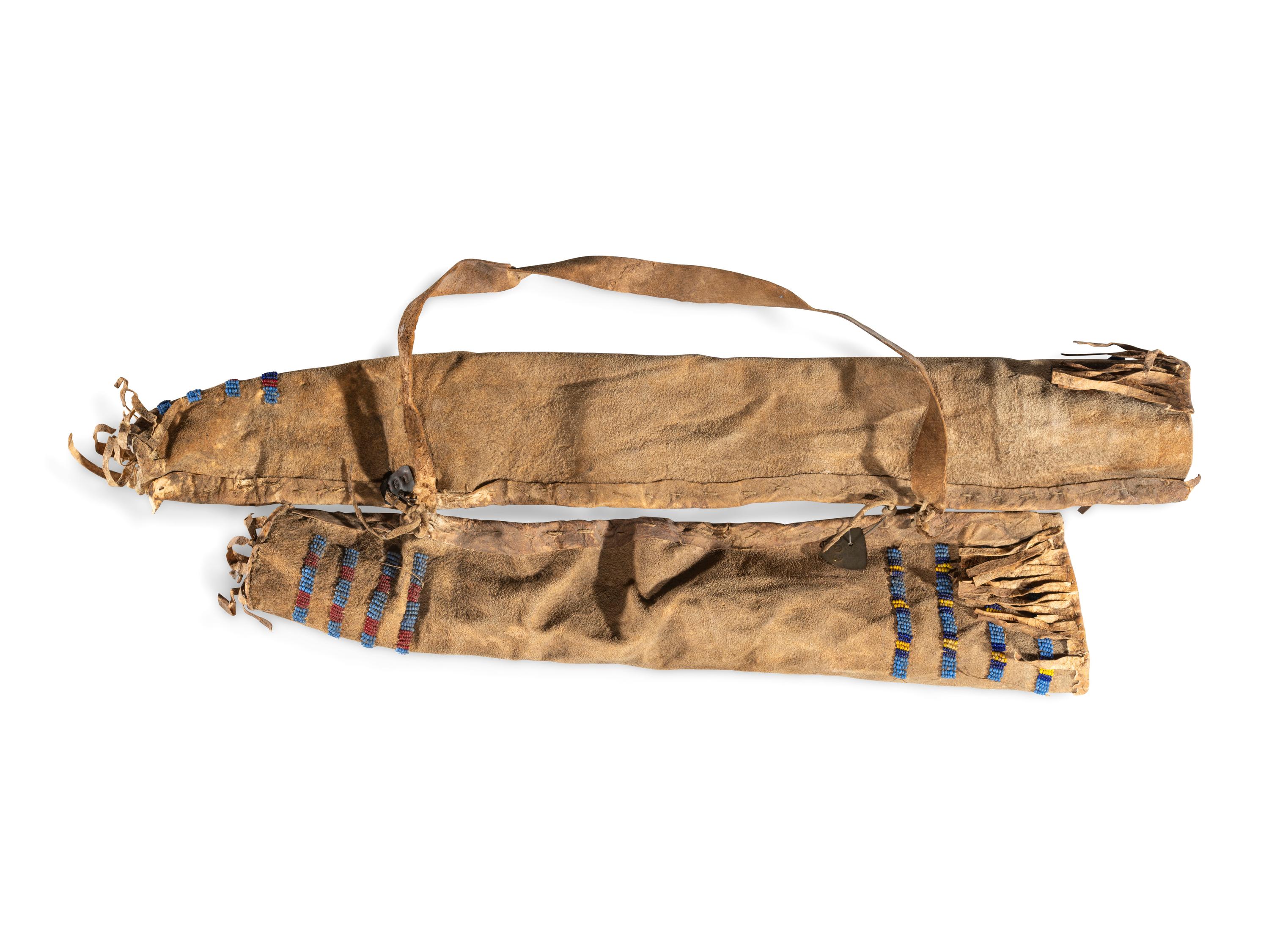 Sioux Child's Beaded Hide Bow Case and Quiver