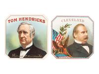 [CLEVELAND, Grover (1837-1908)] -- [HENDRICKS, Thomas (1819-1885)]. A group of cigar box labels from Cleveland and Hendricks' 1884 presidential campaign, comprising: