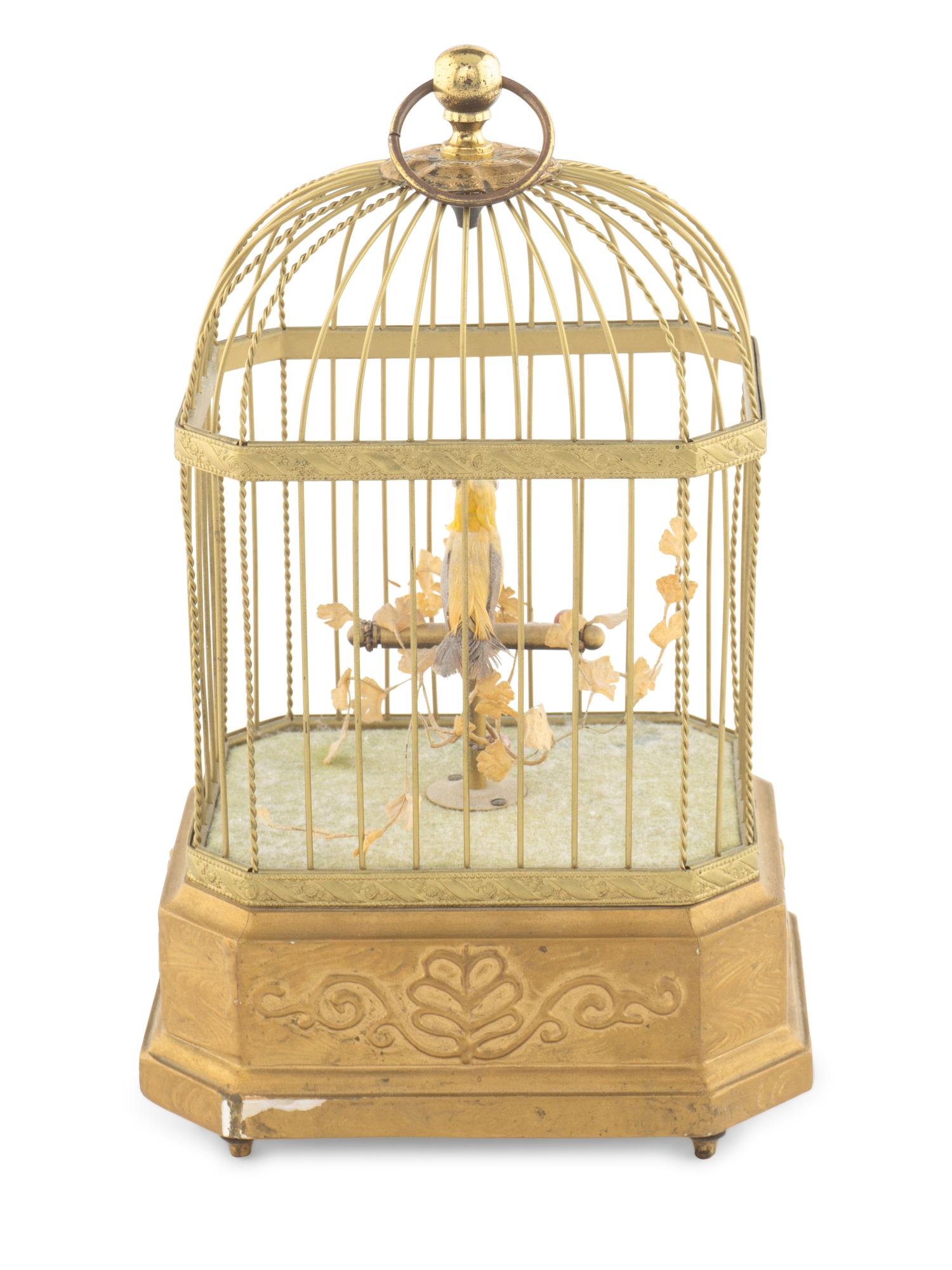 A German Gilt Metal Singing Birdcage Automaton
