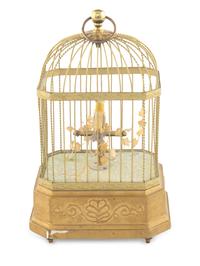 A German Gilt Metal Singing Birdcage Automaton