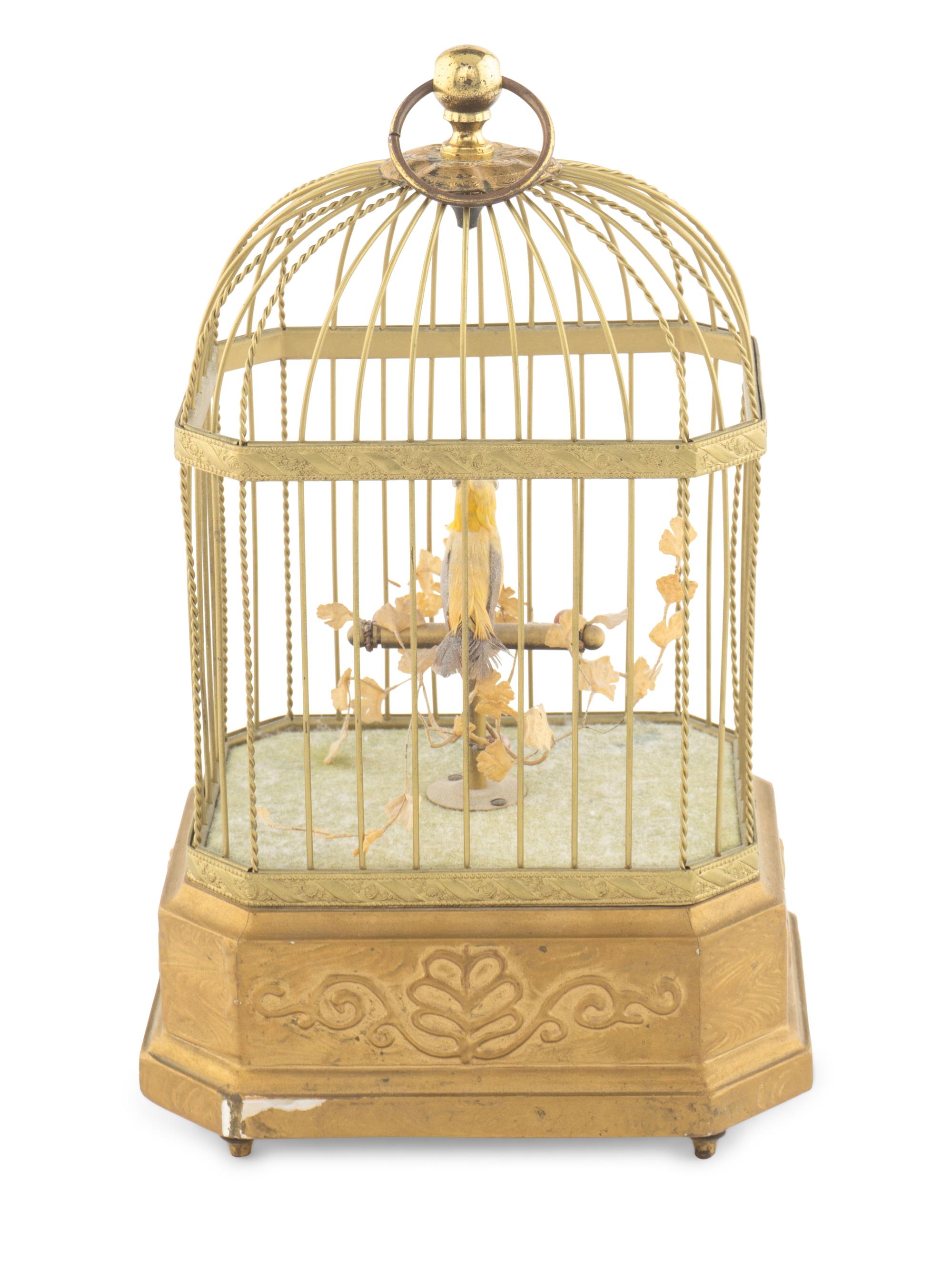 A German Gilt Metal Singing Birdcage Automaton