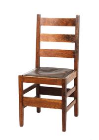 A Gustav Stickley Oak Side Chair Height 37 1/2 x width 17 x depth 15 inches — CIRCA 1907-1912