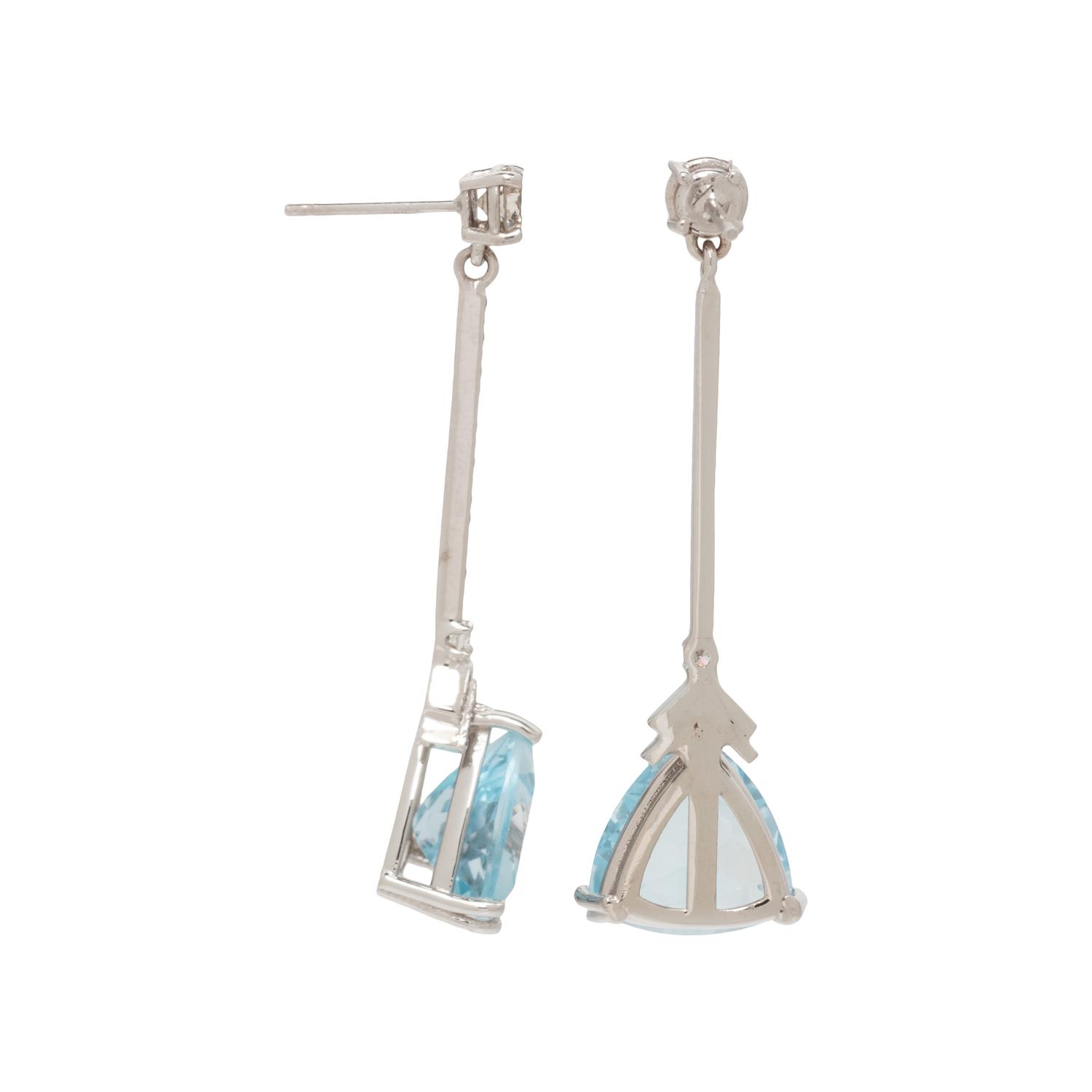 BLUE TOPAZ AND DIAMOND DROP EARRINGS
