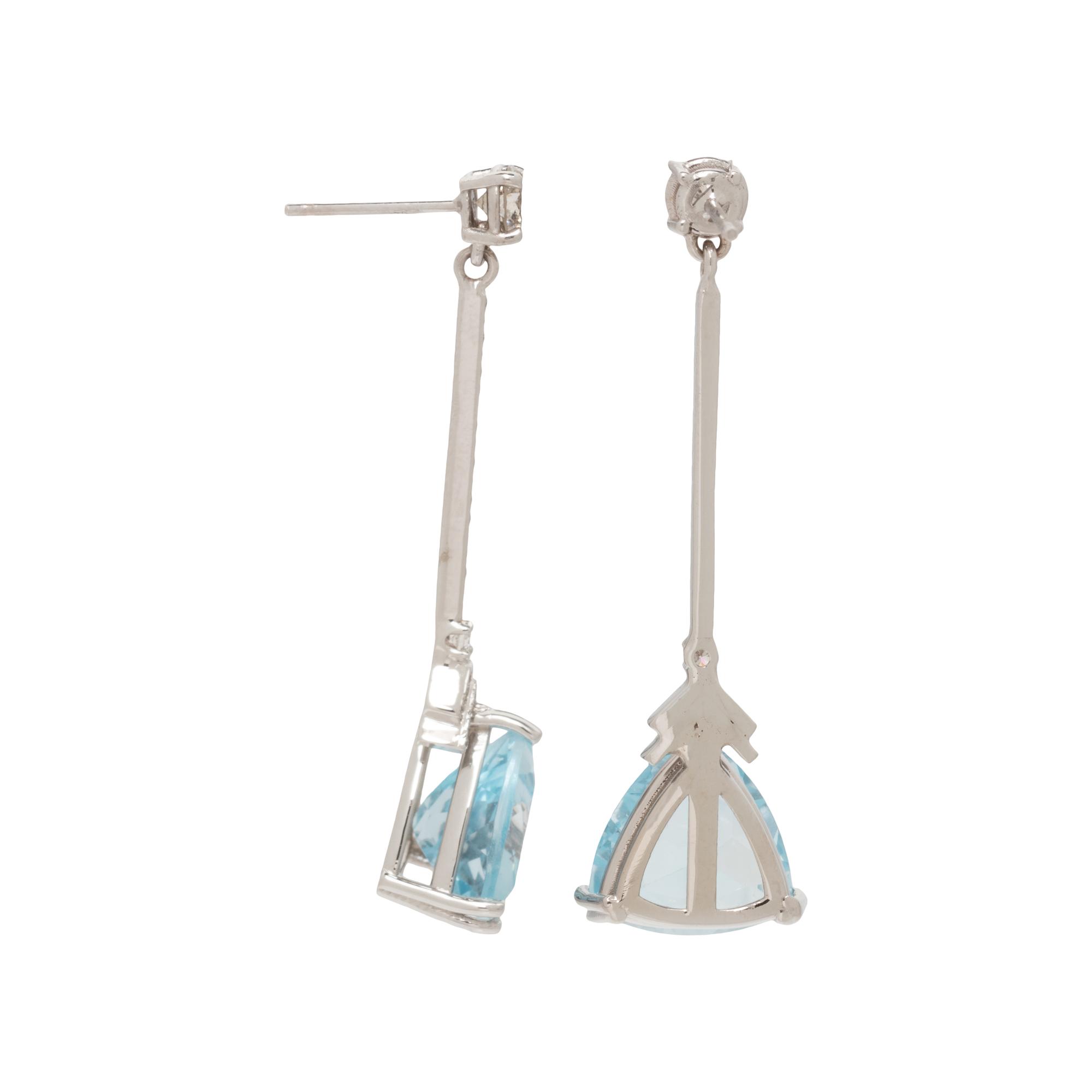 BLUE TOPAZ AND DIAMOND DROP EARRINGS