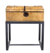 A Northern European Deerskin Parchment Mounted Chest Height 12 1/4 x width 33 1/4 x depth 16 1/4 inches. — 18TH CENTURY WITH MODERN STAND