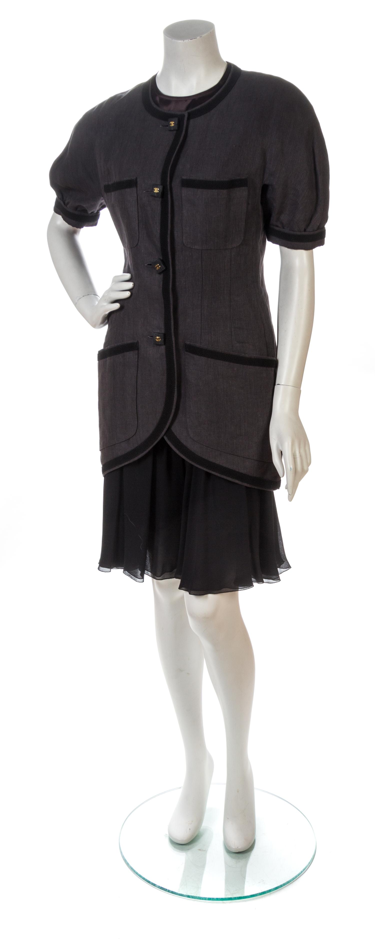 A Chanel Grey Linen Skirt Ensemble,