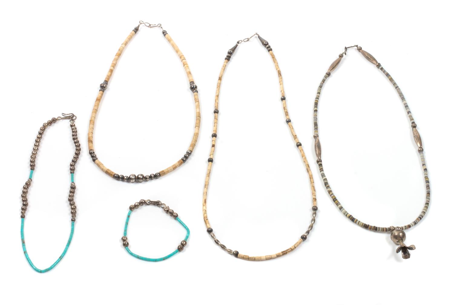 Four Southwestern Necklaces Length of longest 22 inches