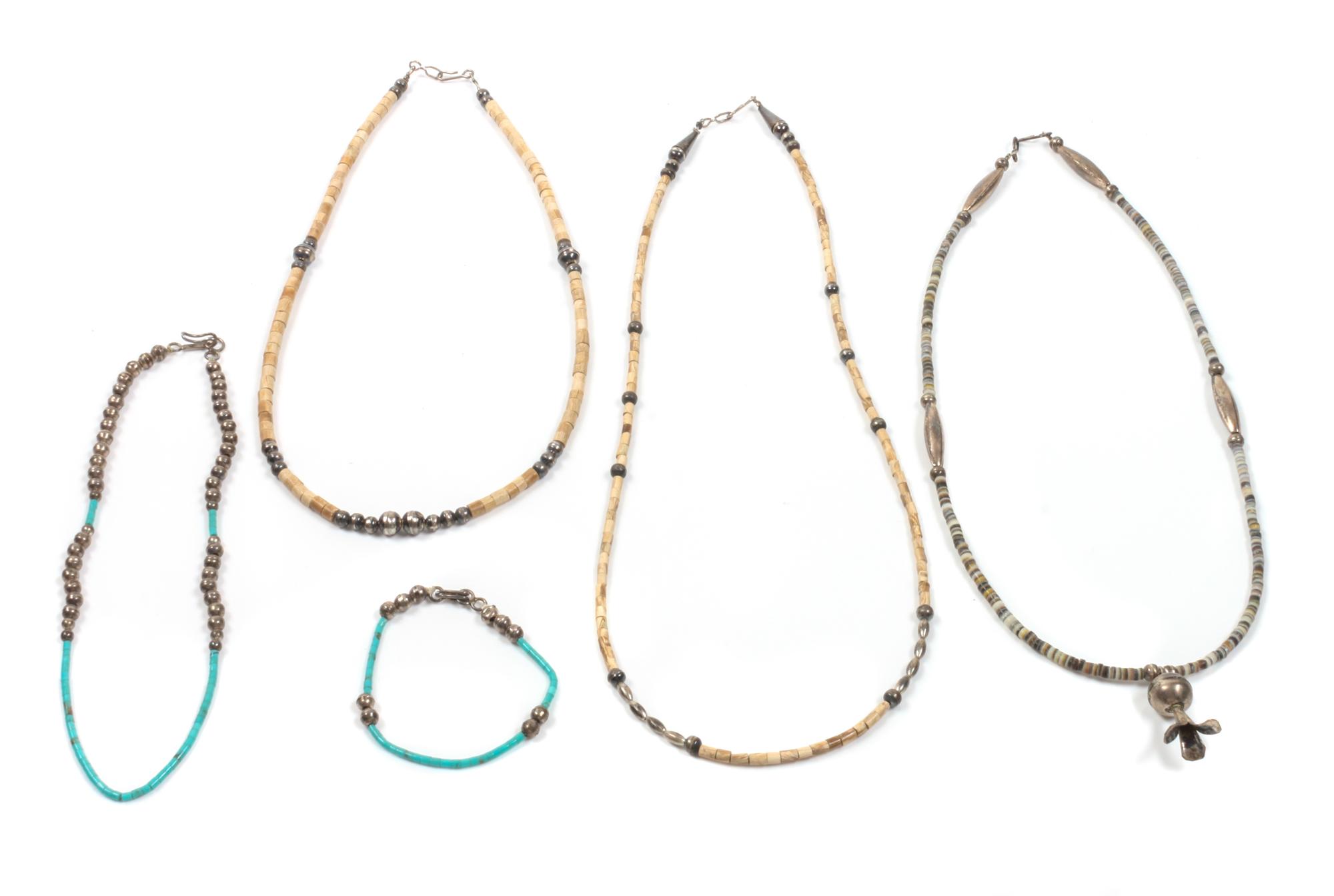 Four Southwestern Necklaces Length of longest 22 inches