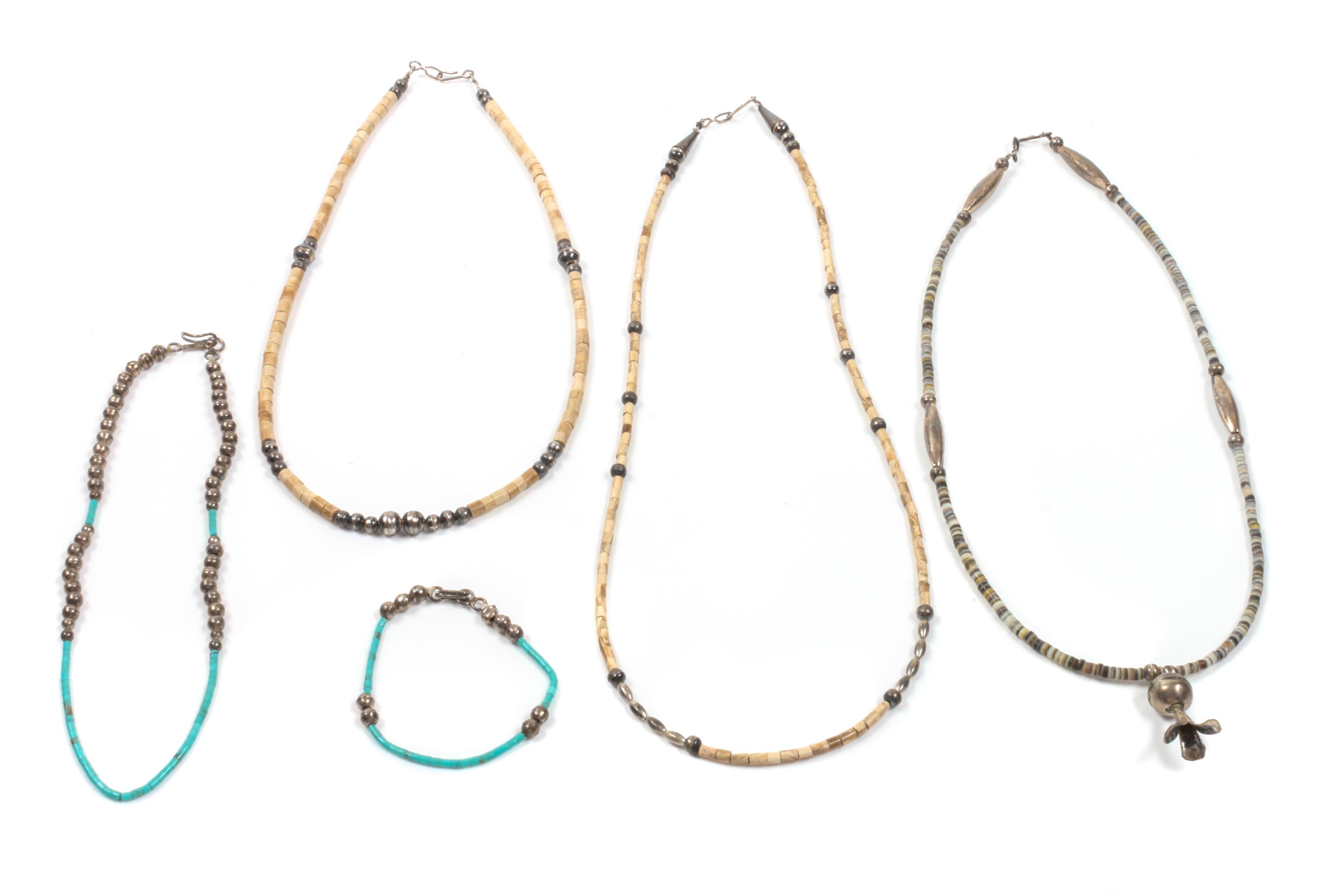 Four Southwestern Necklaces Length of longest 22 inches