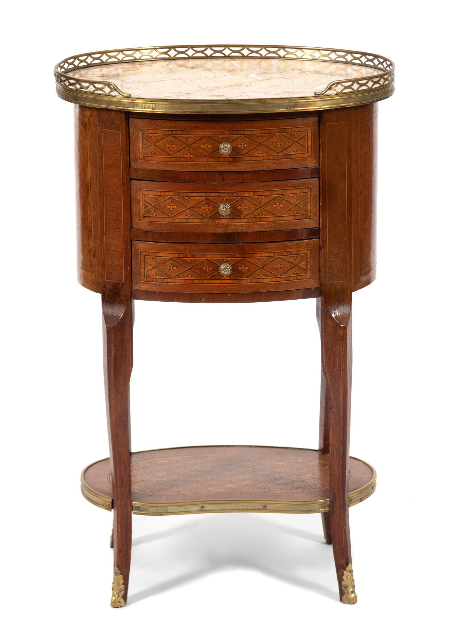 A Louis XV/XVI Transitional Style Marquetry Table en Chiffonier — LATE 19TH CENTURY