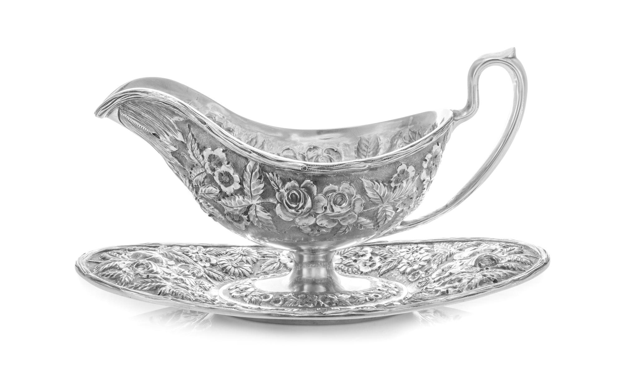 An American Silver Sauce Boat and Underplate