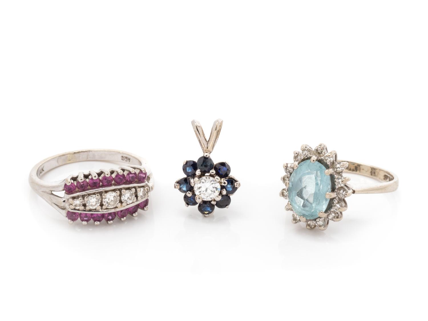 A Collection of White Gold, Diamond and Multigem Jewelry,