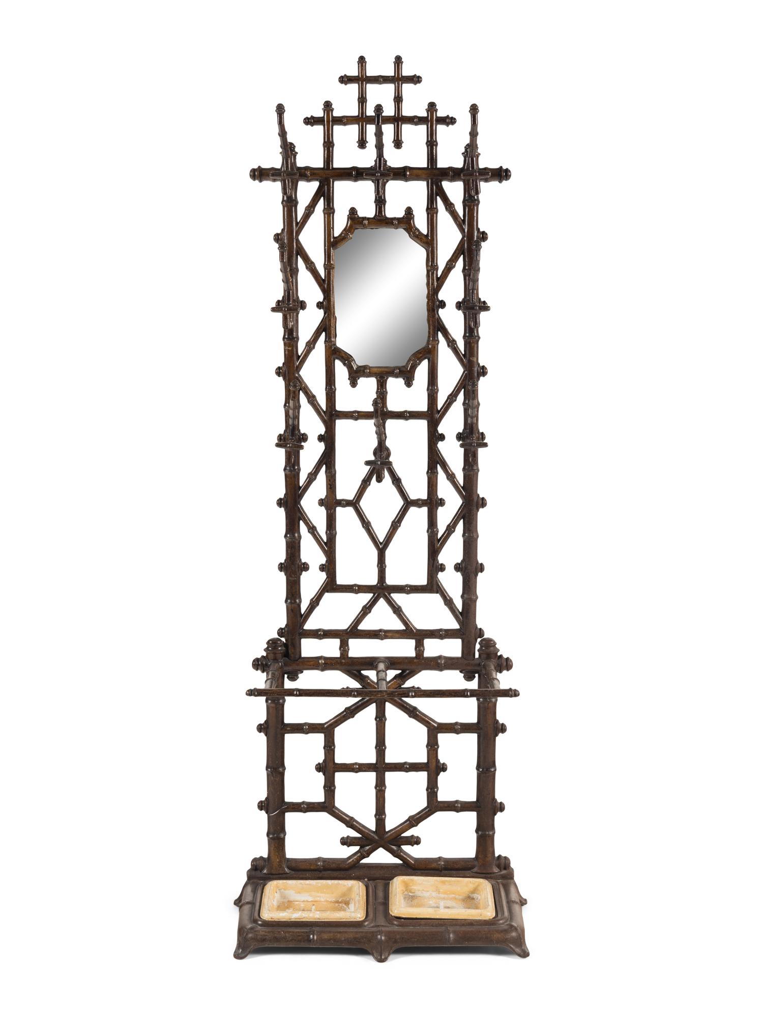 A Victorian Painted Cast Iron Bamboo-Form Hall Tree