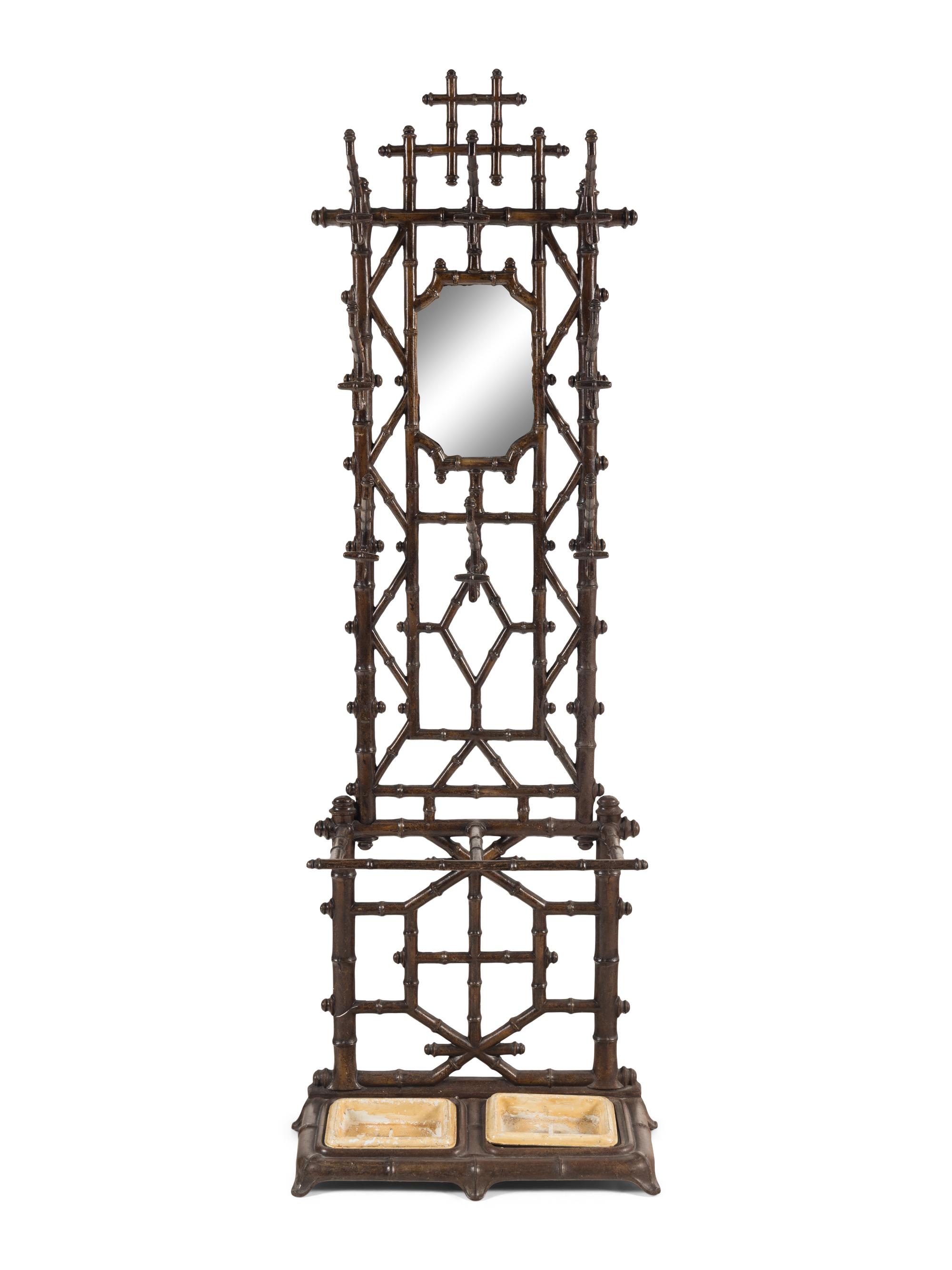 A Victorian Painted Cast Iron Bamboo-Form Hall Tree