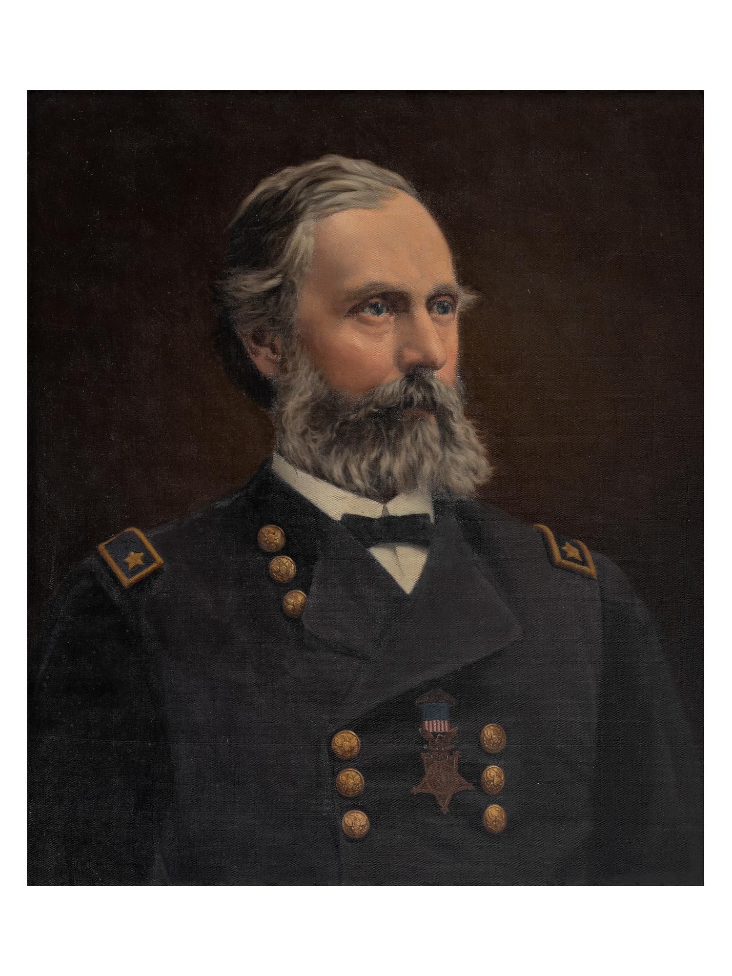 [CIVIL WAR]. Post-war oil portrait of General Orlando B. Willcox, Medal of Honor recipient.