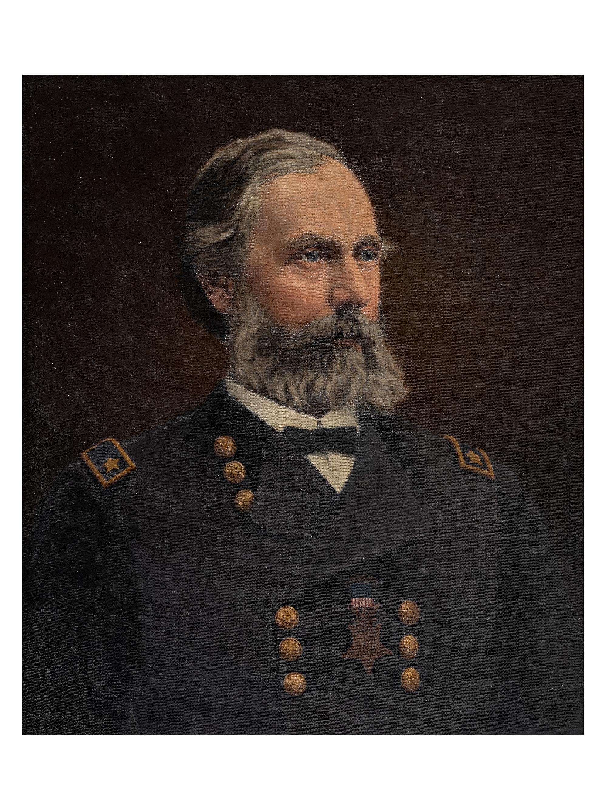 [CIVIL WAR]. Post-war oil portrait of General Orlando B. Willcox, Medal of Honor recipient.