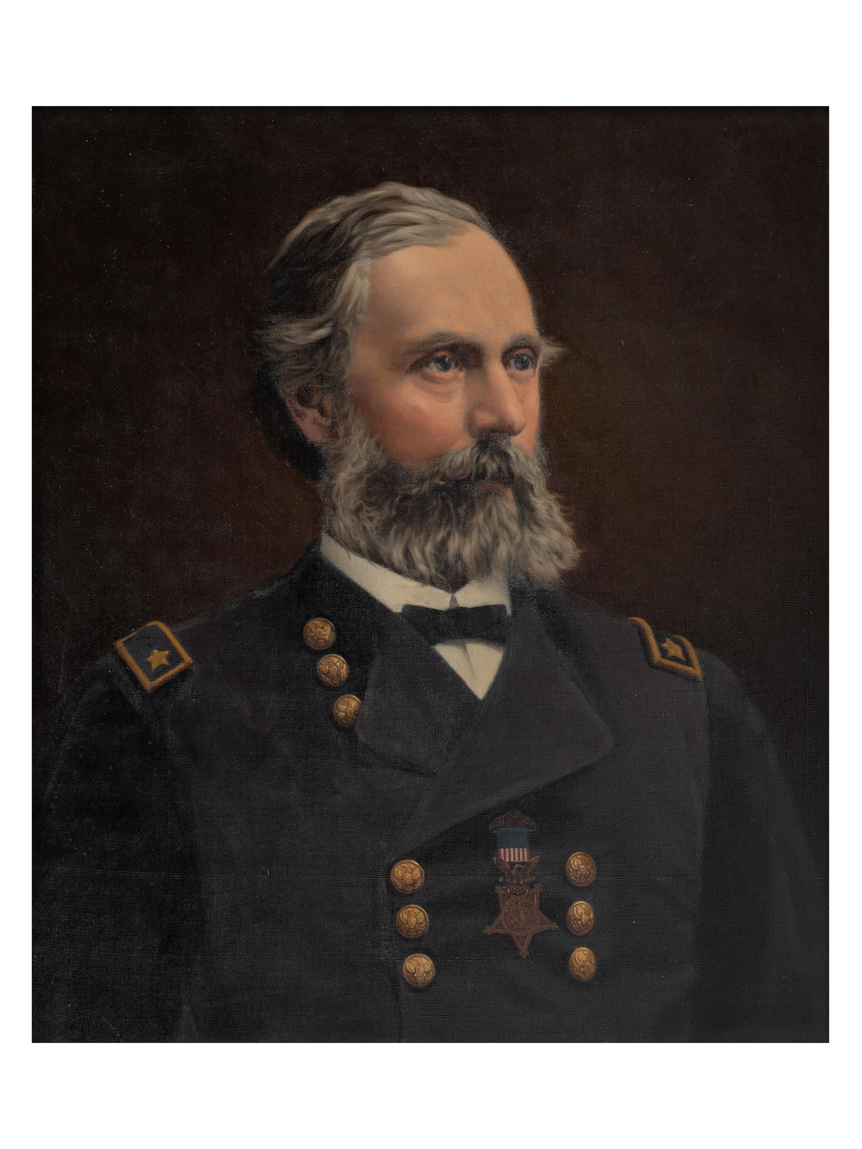 [CIVIL WAR]. Post-war oil portrait of General Orlando B. Willcox, Medal of Honor recipient.