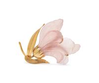 YELLOW GOLD AND ROSE QUARTZ FLOWER BROOCH