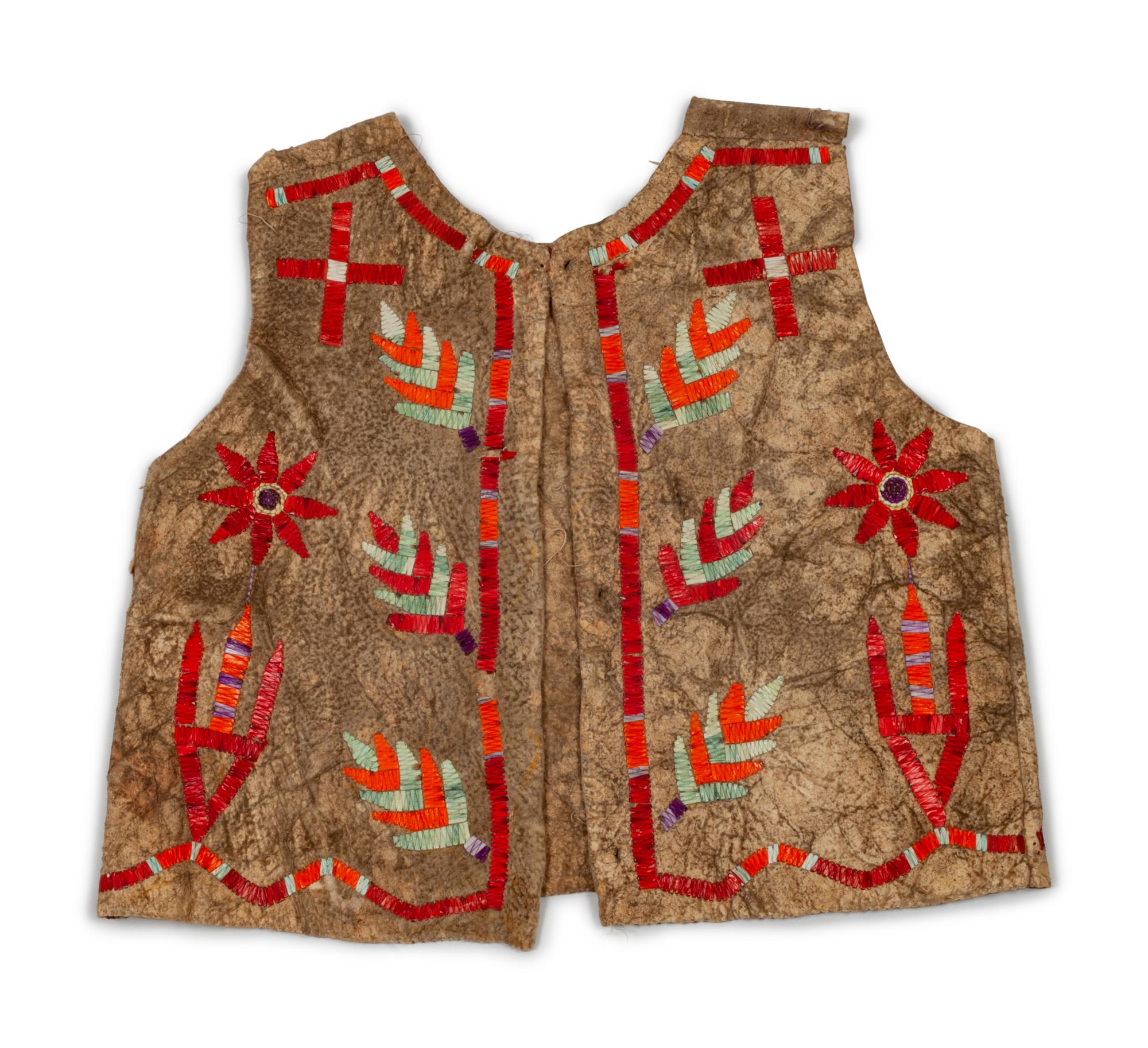 Sioux Child's Quilled Hide Vest