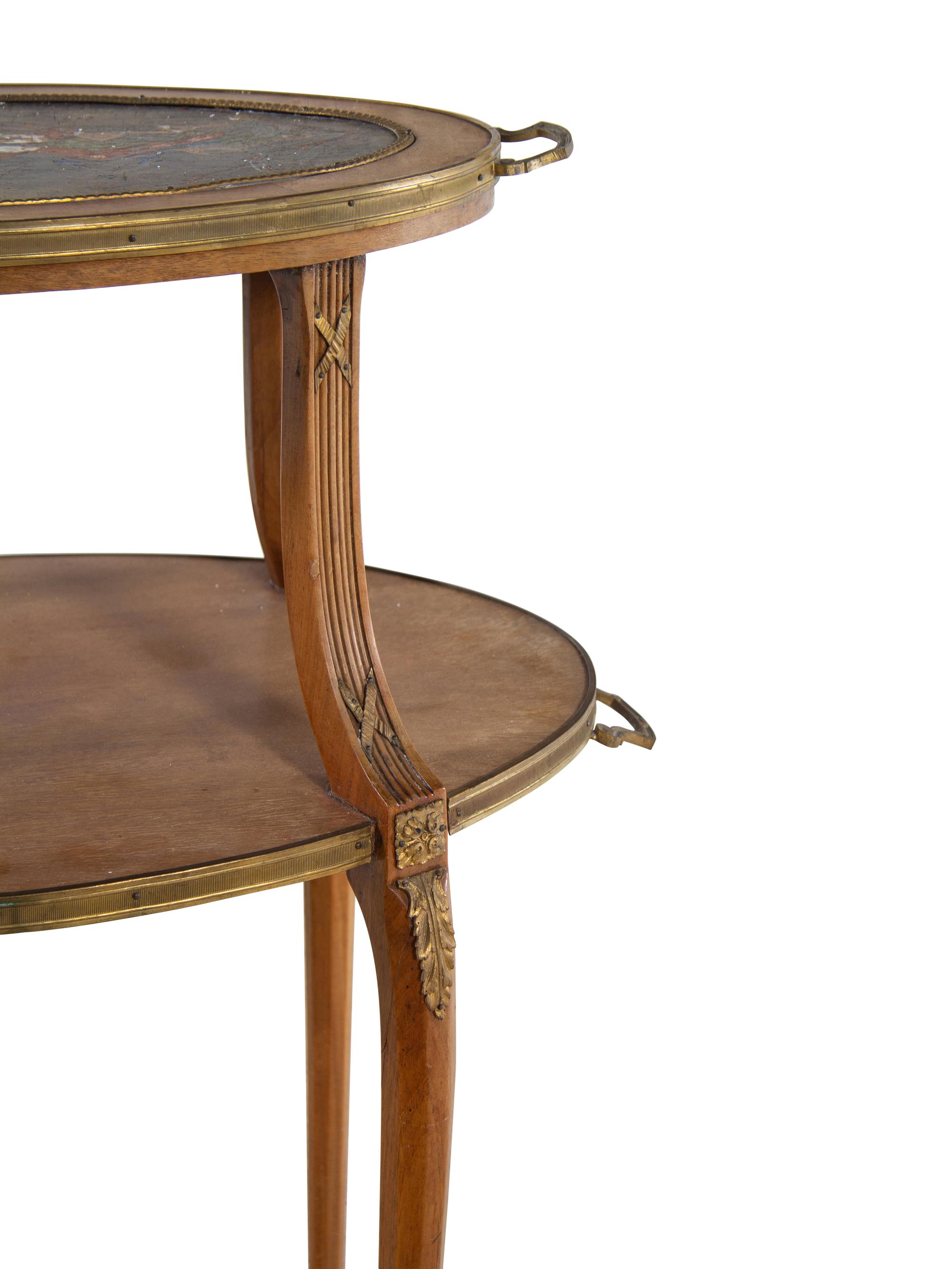 A Louis XV Style Gilt Bronze Mounted Two-Tier Table