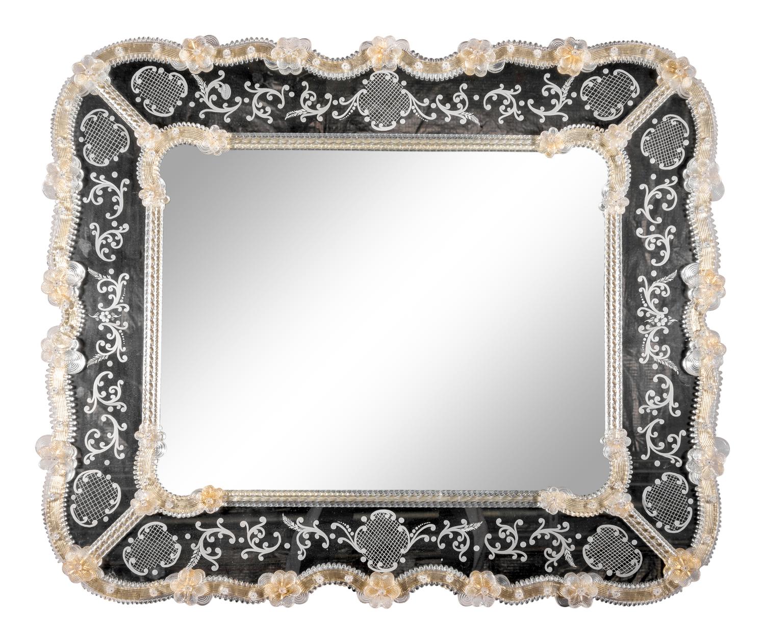 A Venetian Style Etched Glass Mirror