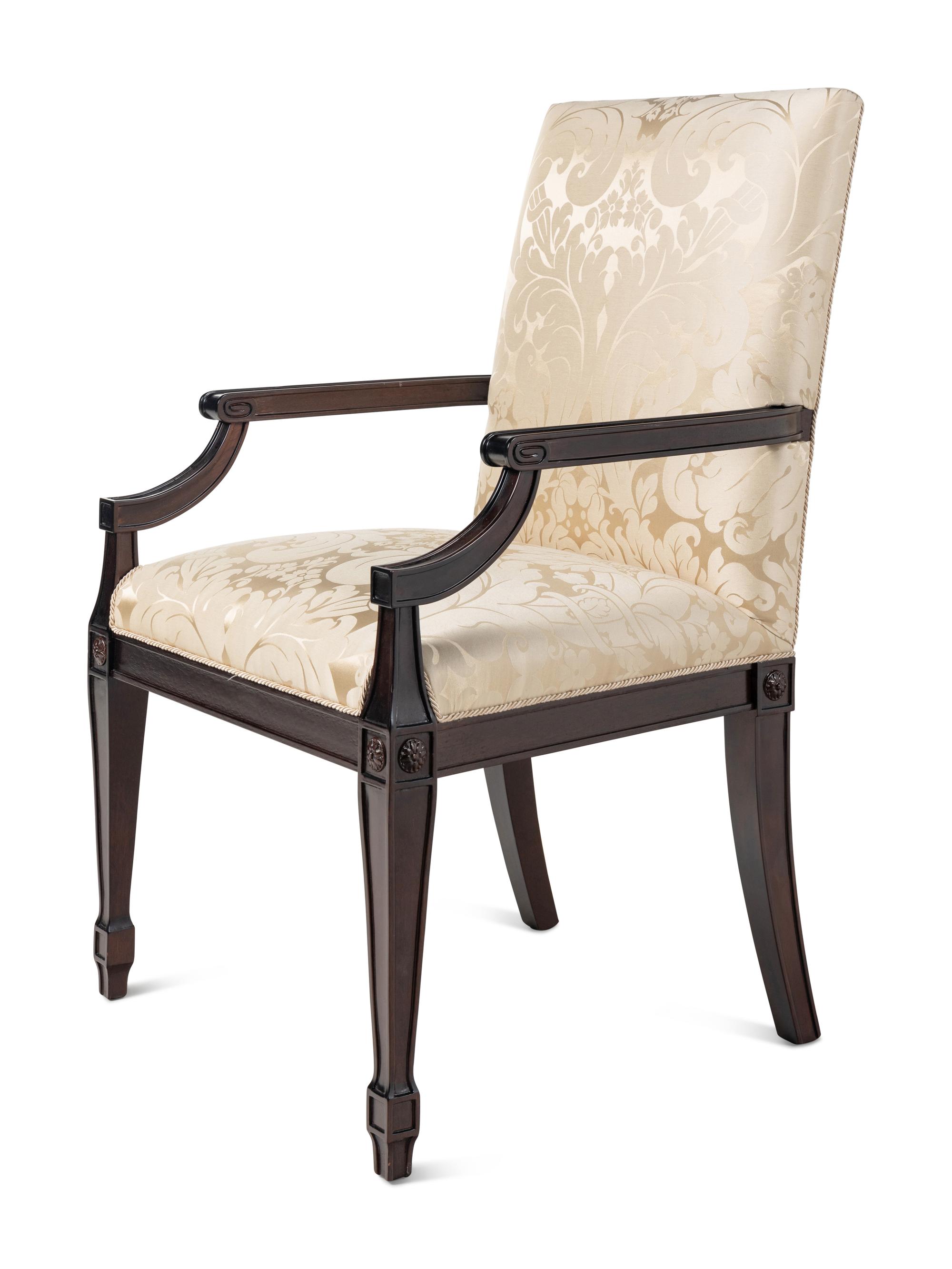 A Set of Sixteen Contemporary Damask-Upholstered Dining Chairs