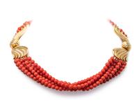 YELLOW GOLD AND CORAL CONVERTIBLE BRACELET/NECKLACE