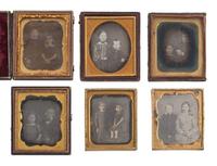 [EARLY PHOTOGRAPHY]. 34 sixth plate and quarter plate daguerreotypes of pairs of brothers & sisters