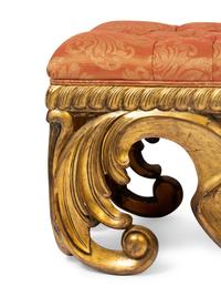 A Pair of Italian Rococo Style Giltwood Benches