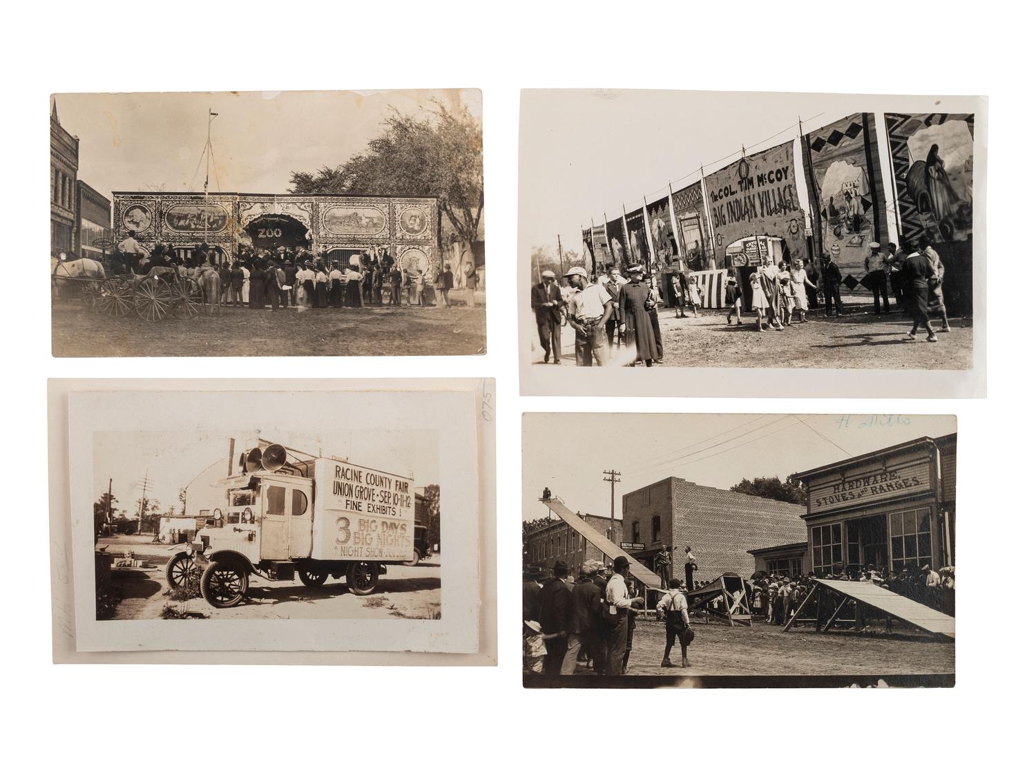 [EPHEMERA]. 78 RPPCs & photographs of parades, sideshows, and fairs.