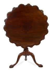 A George III Carved Mahogany Tilt-Top Occasional Table Diameter of top 34 inches. — 19TH CENTURY