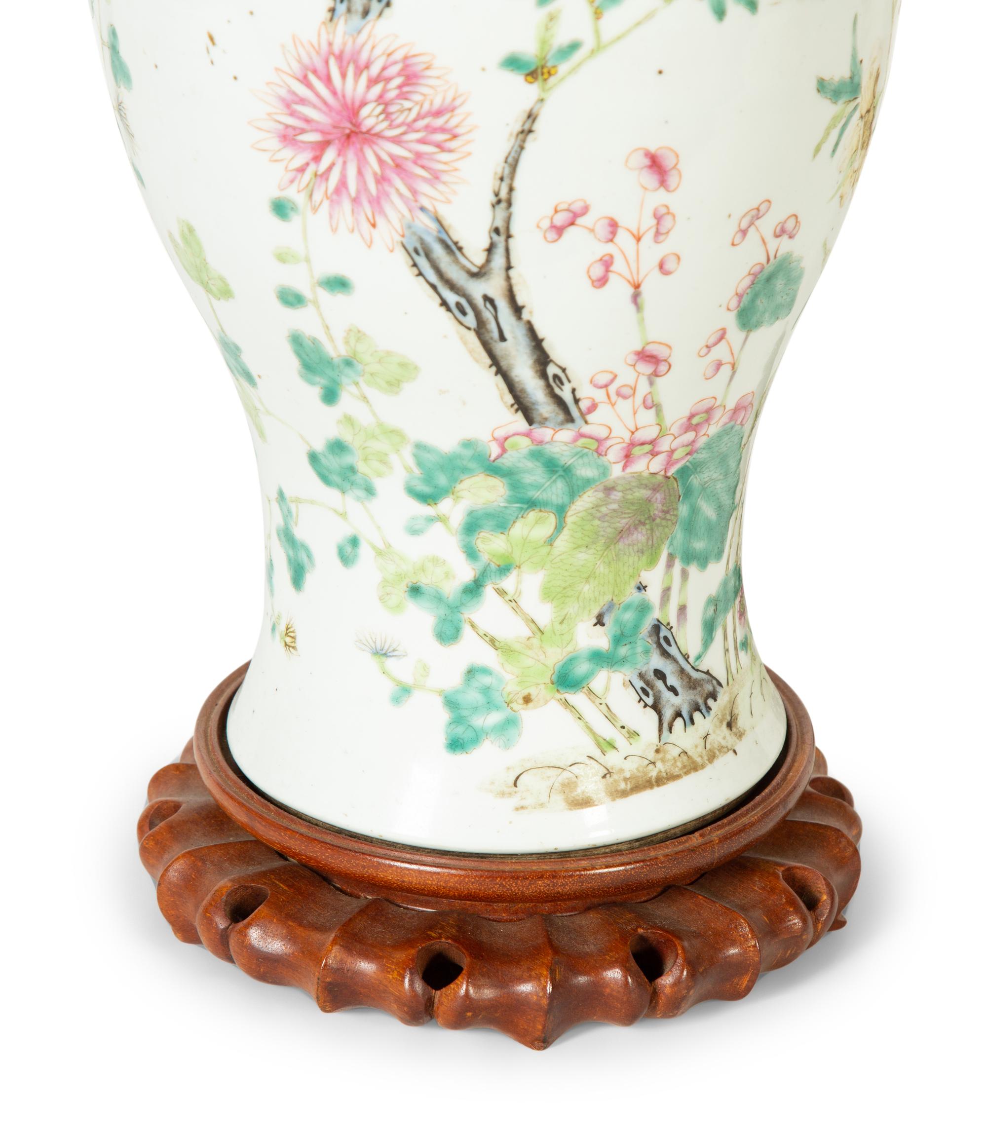 A Chinese Export Porcelain Vase Mounted as a Lamp
