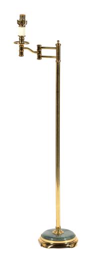 A Brass Adjustable Swing Arm Floor Lamp Height 53 inches. — 20TH CENTURY