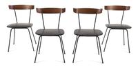 A Set of Four Mid-Century Vinyl Upholstered Chairs. Height 29 1/2 inches.
