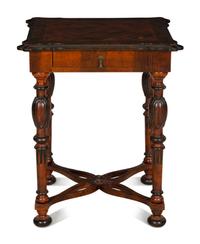 A Mahogany and Oak Side Table with Parquetry Inlaid Top