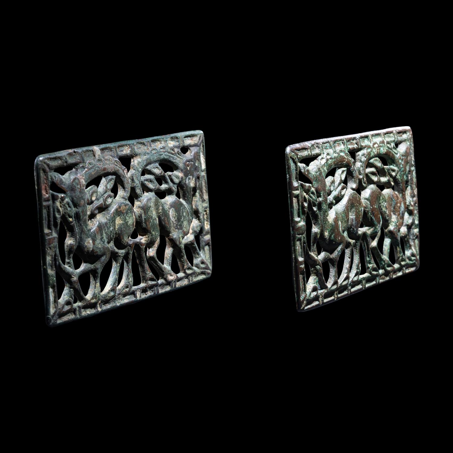 A Pair of Eurasian Bronze Plaques