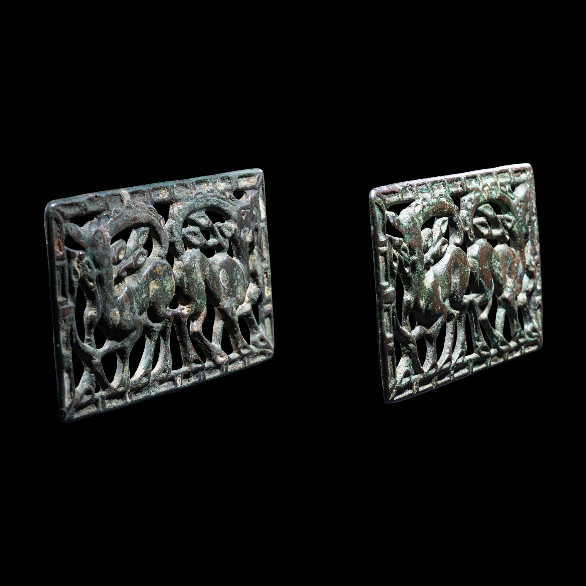 A Pair of Eurasian Bronze Plaques