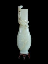A Carved White Jade 'Chilong' Vase