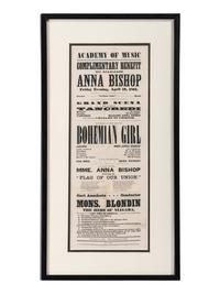 A Printed Broadside Highlighting an Operatic Performance by Soprano Anna Bishop at the Academy of Music