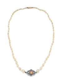 NATURAL PEARL AND DIAMOND NECKLACE