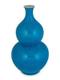 A Chinese Turquoise Glazed Double Gourd-Form Porcelain Vase — 20TH CENTURY