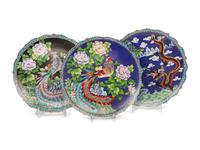 A Set of Three Chinese Export Cloisonné Chargers