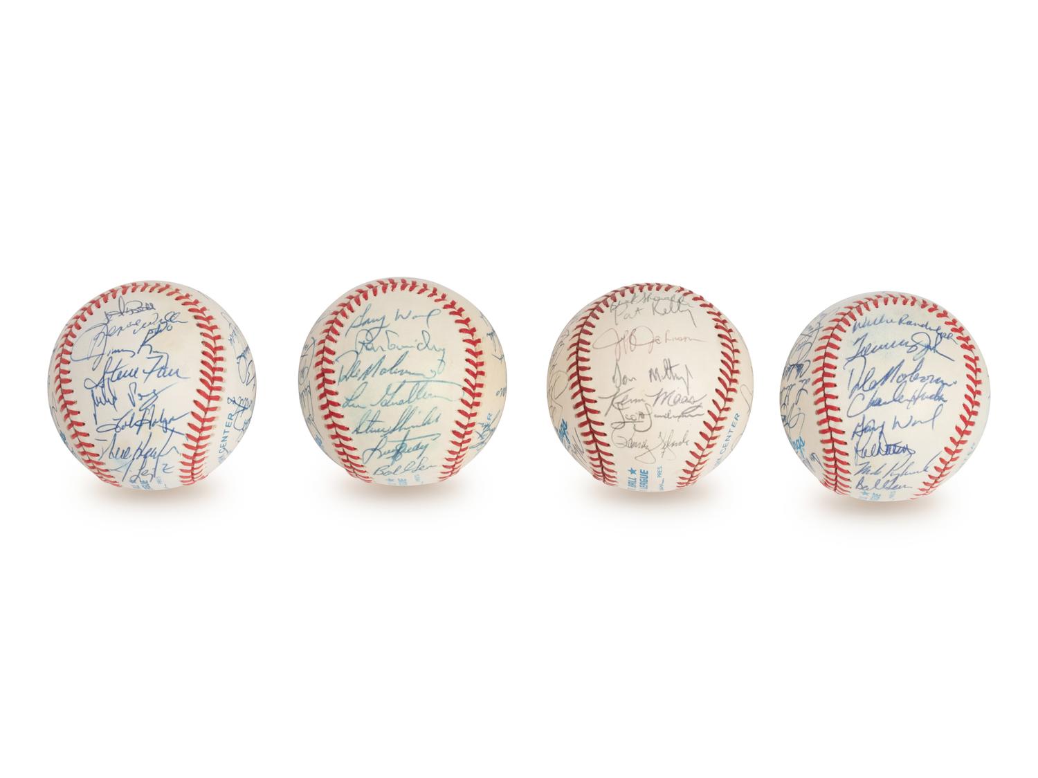 A Group of 1980s and 90s New York Yankees Team Signed Autograph Baseballs Featuring Don Mattingly